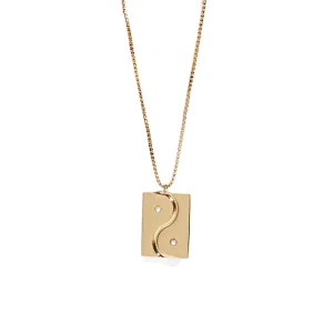 simple Stainless steel rectangle Yin and Yang charm necklace