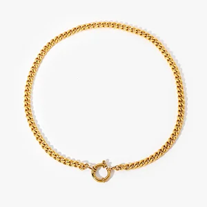 New 18K Gold Simple Curb Chain Necklace Stainless Steel