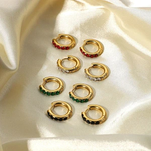 Women Round Crystal Steel Post Earrings Customize