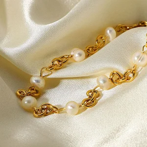 Vintage Stainless Steel Freshwater Pearl Bracelet Customize