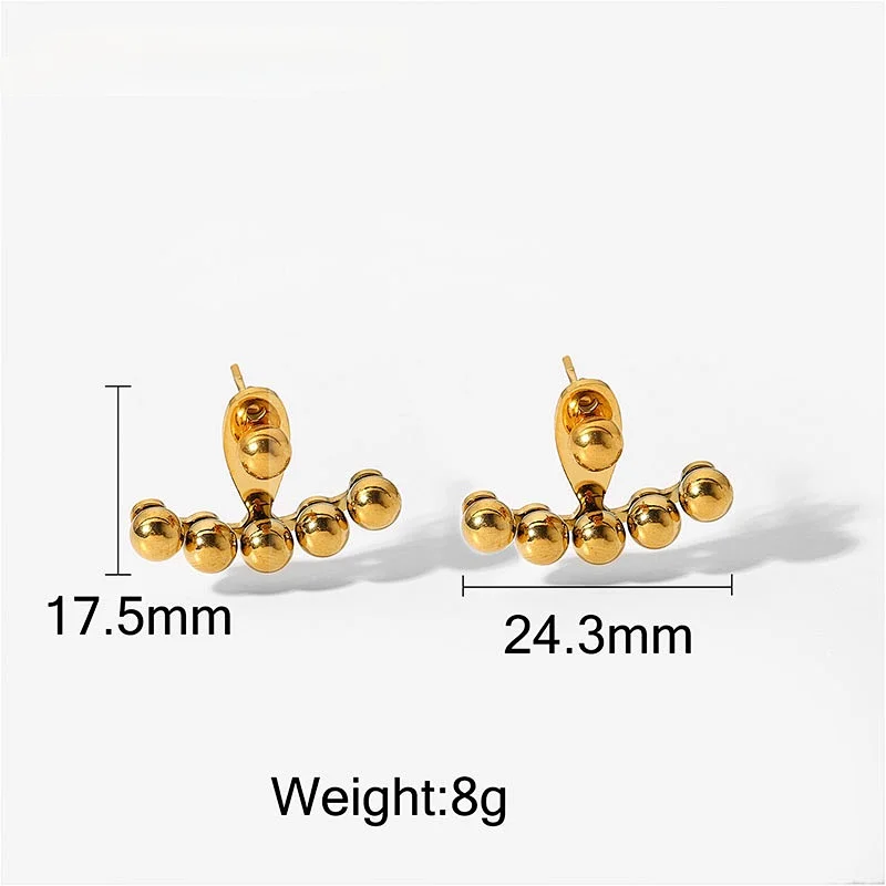 Simple Gold Titanium Steel Gold Bead Stud Earrings