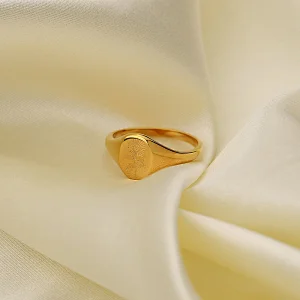 Fashion Simple 18K Gold Plated Metal Flower Engraving Ring