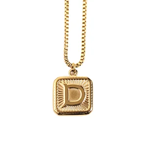 Gold Stainless Steel 26 Letter Charm Necklace Series