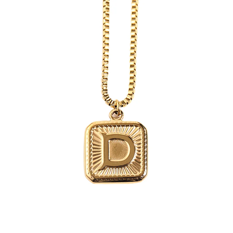 Gold Stainless Steel 26 Letter Charm Necklace Series