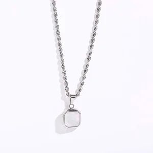 18K Gold Plated Steel Cat Eye Stone Twist Chain Necklace