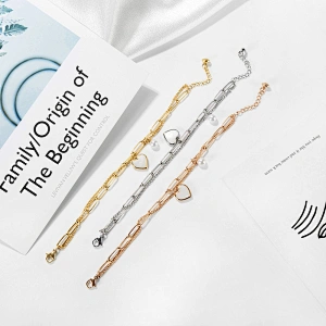 Double Layer Patchwork Chain Heart-Shaped Shell Bracelet
