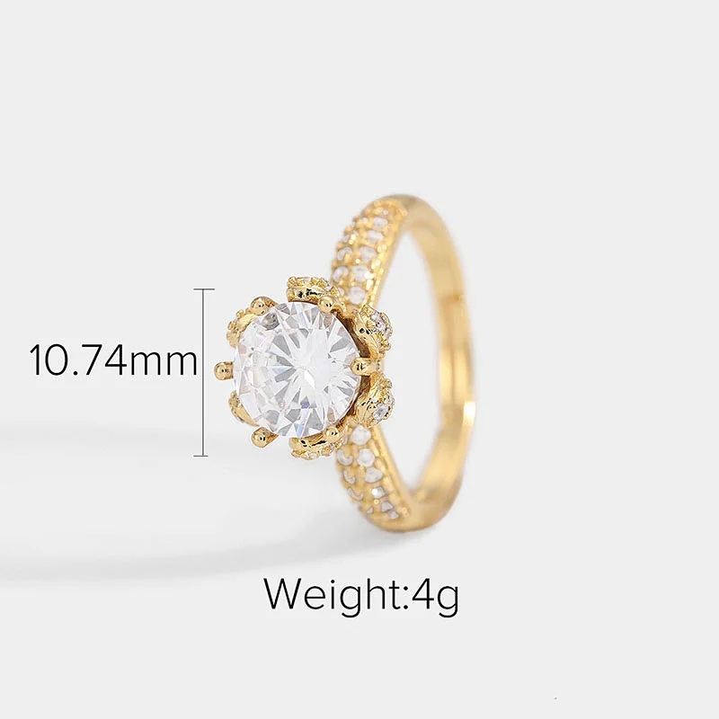 Small Charm Brass Jewelry Open Ring Pink Zircon Ring Women