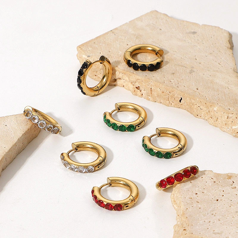 Women Round Crystal Steel Post Earrings Customize