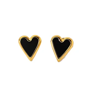 Natural Stone Stud Earrings Fashion Stainless Steel Heart Earrings