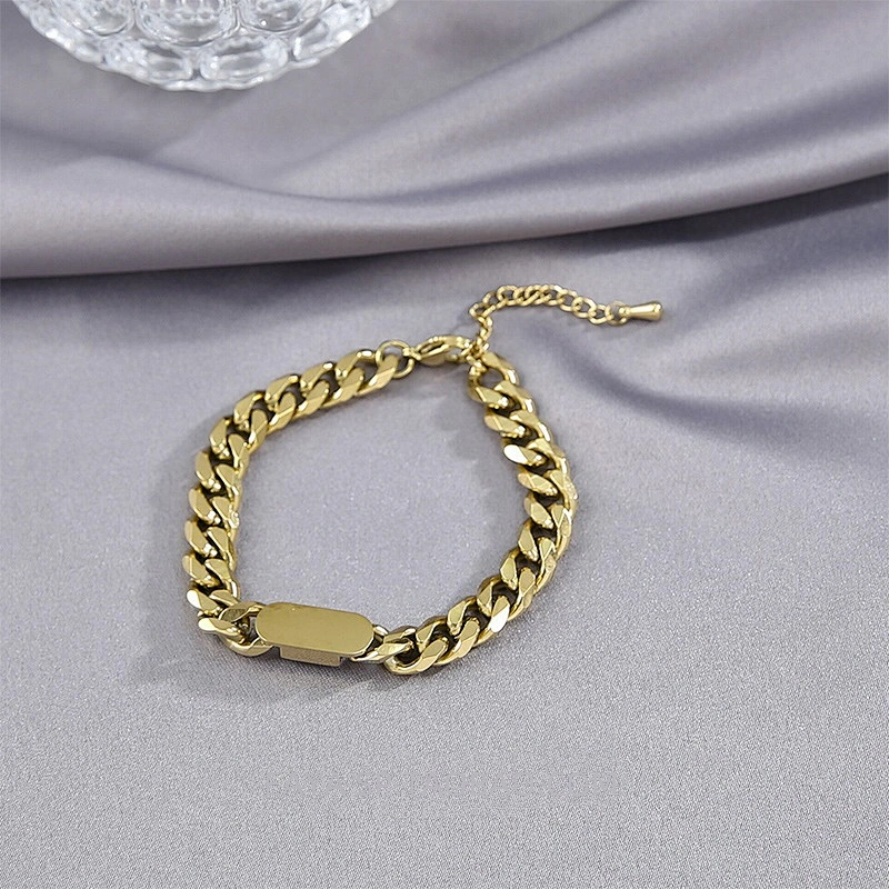 Stainless Steel Simple 18K Gold Plated Chain Bracelet