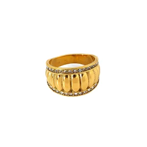Trendy Stainless Steel Ring With Rhinestone Jewelry