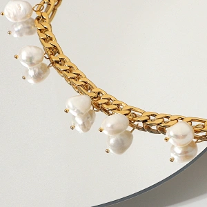 Stainless Steel Anklet Figaro Pearl Pendant Anklet Women