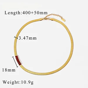 Stainless Steel Multicolor Rectangular Zircon Women Necklace