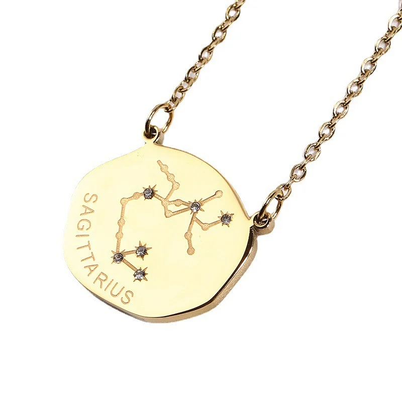 Trend Stainless Steel Zodiac Sign Charm Series Necklace