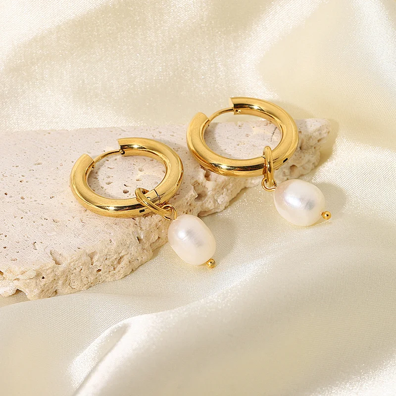 Freshwater Pearls Drop Earrings Gold Plated Earrings for Girl