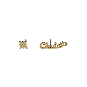 Simple Star and Letter Asymmetric Stud Earrings