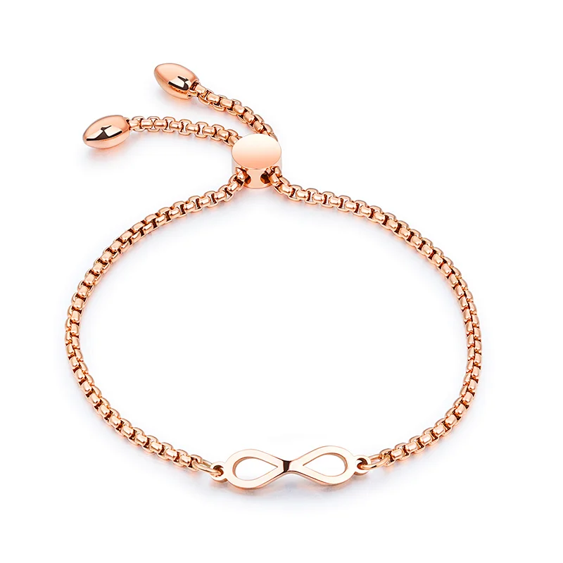 Stainless Steel Rose Gold Adjustable Infinity 8 Bracelet