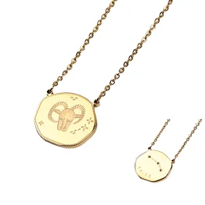 Trend Stainless Steel Zodiac Sign Charm Series Necklace