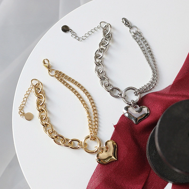 Heart Charm Thick Chain Bracelet Customize