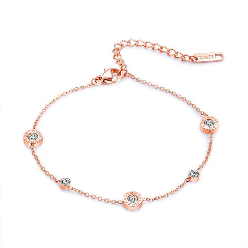 Stainless Steel Rose Gold Roman Numerals Ladies Bracelet