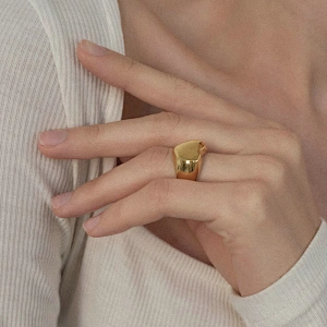 Stainless Steel Heart Ring 18K Gold Plated Ring Jewelry