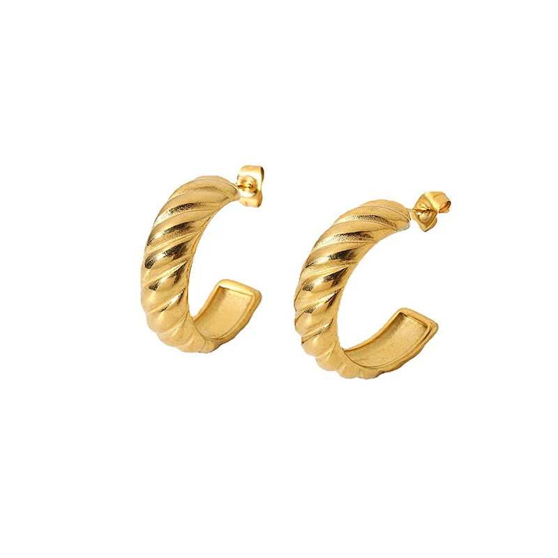 Fashion Steel Stud Earrings Gold Plated Circle Earrings