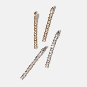 New Steel Gold Long Zirconia Drop Tassel Earrings