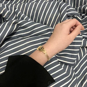 Hip Hop Style Belt Buckle Three Layer Chain Bracelet