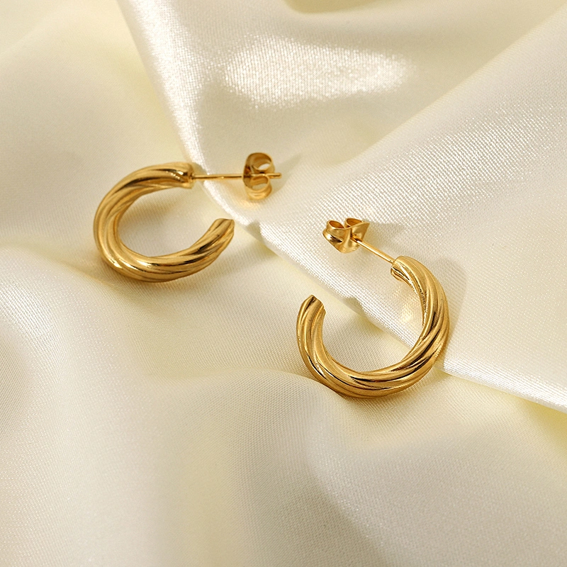 Wholesale C Shape Earrings Stainless Steel Hoop Earrings