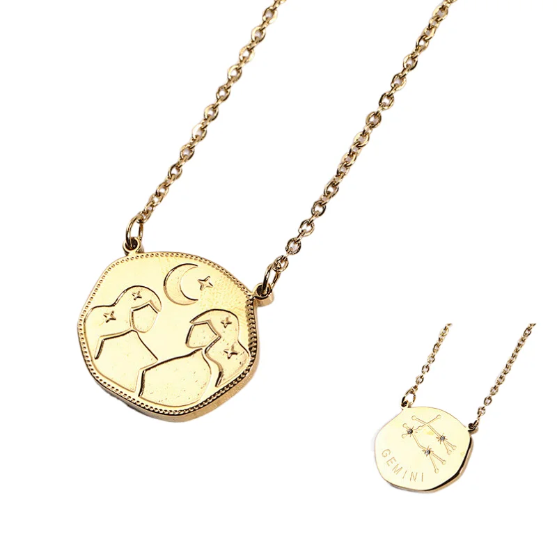 Trend Stainless Steel Zodiac Sign Charm Series Necklace