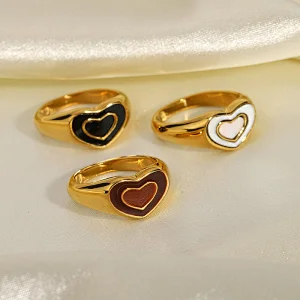 Fashion Cute Steel Metal Heart Ring Titanium Steel Ring