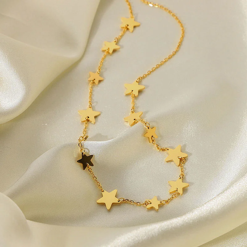 Basic 18K Gold Plated Pentagram Handmade Necklace Wholesale