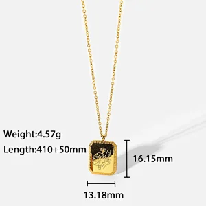 New 18k Gold Plated Engraved Necklace Flower Pendant Necklace