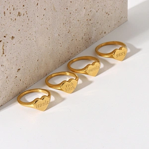 Couple Ring 18K Gold Plated Ring Letter Engraved Ring Set