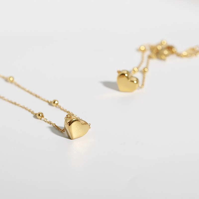 18K Gold Plated Delicate Heart Necklace Custom