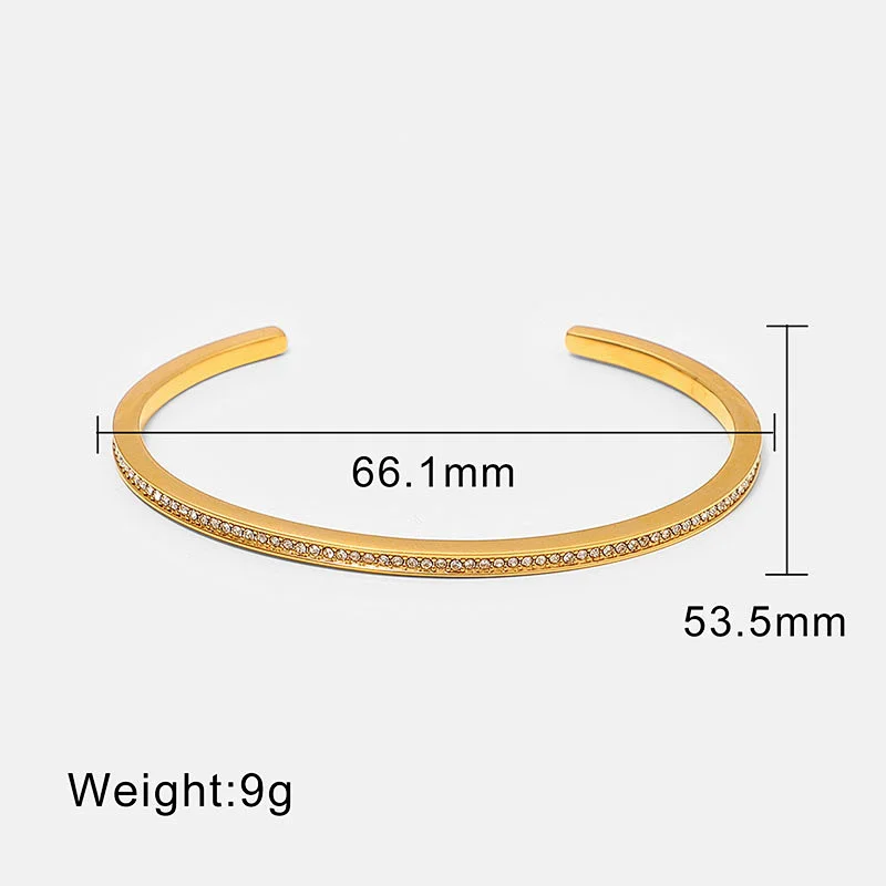 Simple Zircon Bracelet Stainless Steel Open Bracelet