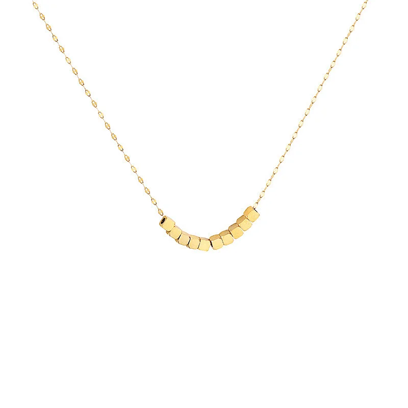 Stainless Steel Small Cubic Beads Exquisite Chain Necklace