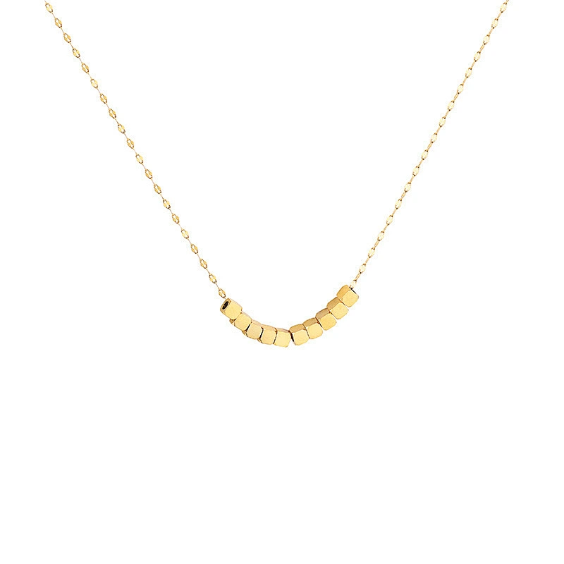 Stainless Steel Small Cubic Beads Exquisite Chain Necklace