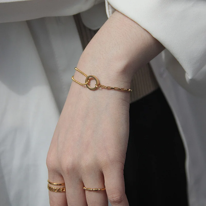 Pearl Geometric Circle Two-Piece Bracelet Set Customize