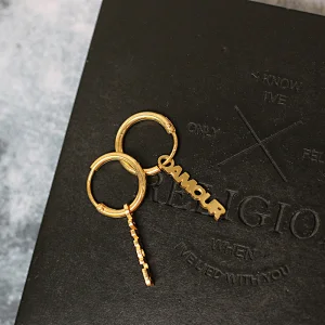 Paris French Lettering Pierced Hoop Earrings