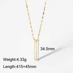 Simple Steel Necklace 14K Gold Cube Pendant Necklace