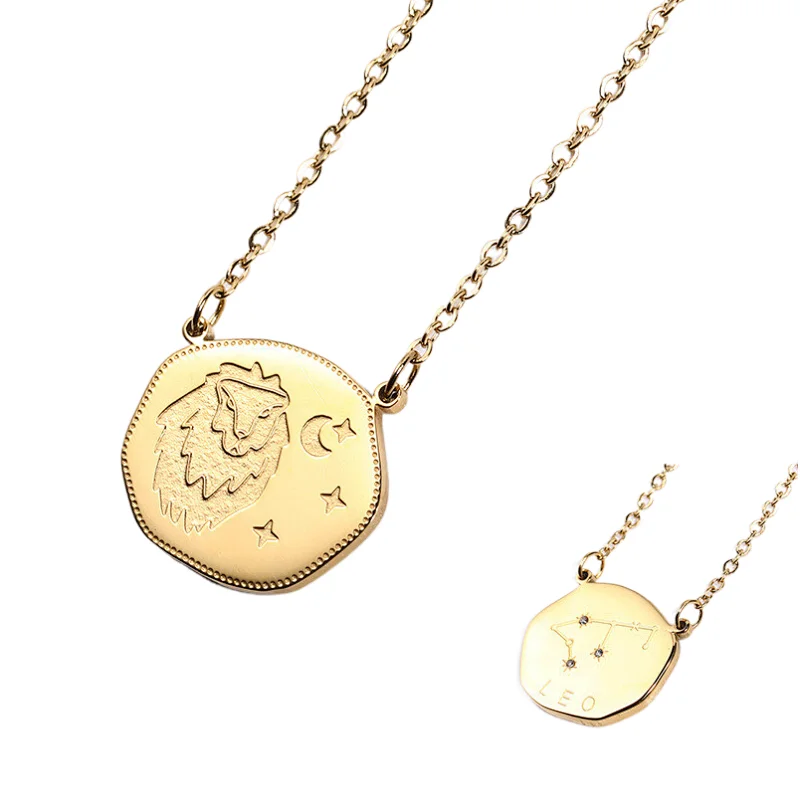 Trend Stainless Steel Zodiac Sign Charm Series Necklace