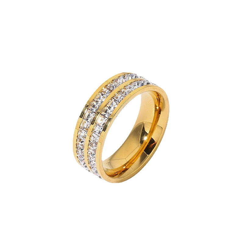 Fashion 18K Gold Plated Stainless Steel Zircon Ring Jewelry