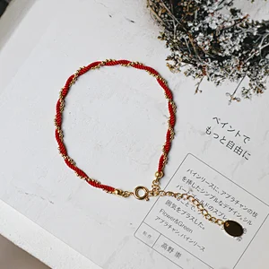 Red Thread Twisted With Ball Chain Bracelet Wholesale