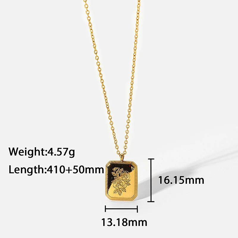 New 18k Gold Plated Engraved Necklace Flower Pendant Necklace