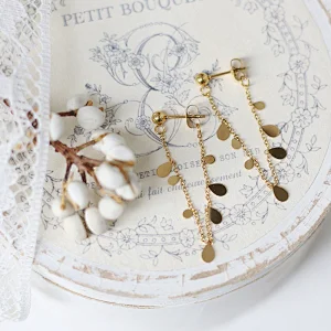 Long Tassel Chain Earrings Teardrop Stud Earrings