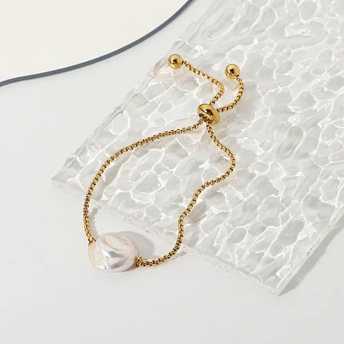 Fashion Simple Freshwater Pearl Bracelet Steel Bracelet