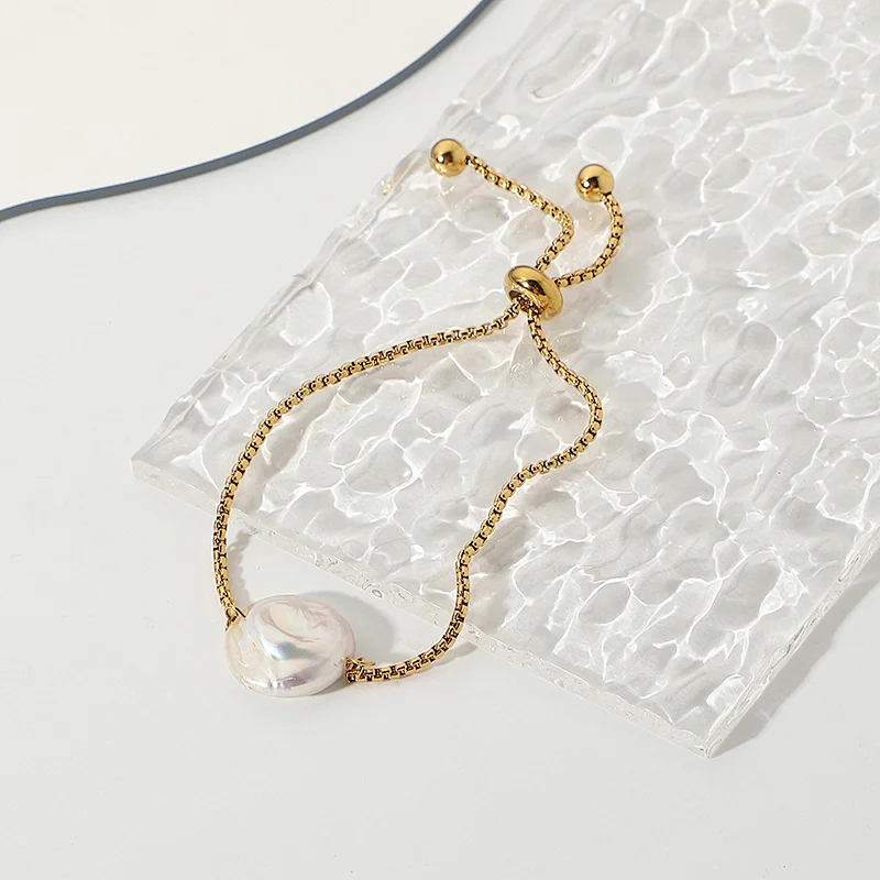 Fashion Simple Freshwater Pearl Bracelet Steel Bracelet