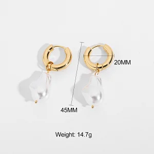 Fashion Fresh Water Pearl Bead Small Hoop Earrings