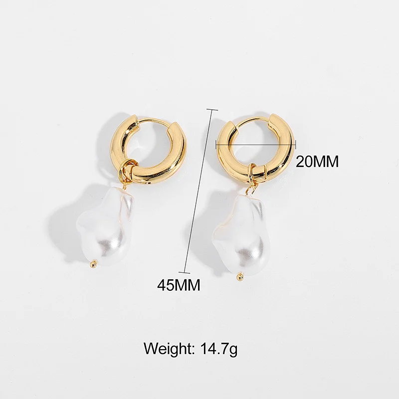 Fashion Fresh Water Pearl Bead Small Hoop Earrings